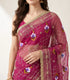 Chiffon Gota Patti Saree with Oil Print Flowers and Lace Border – Festive Wear with Blouse Piece