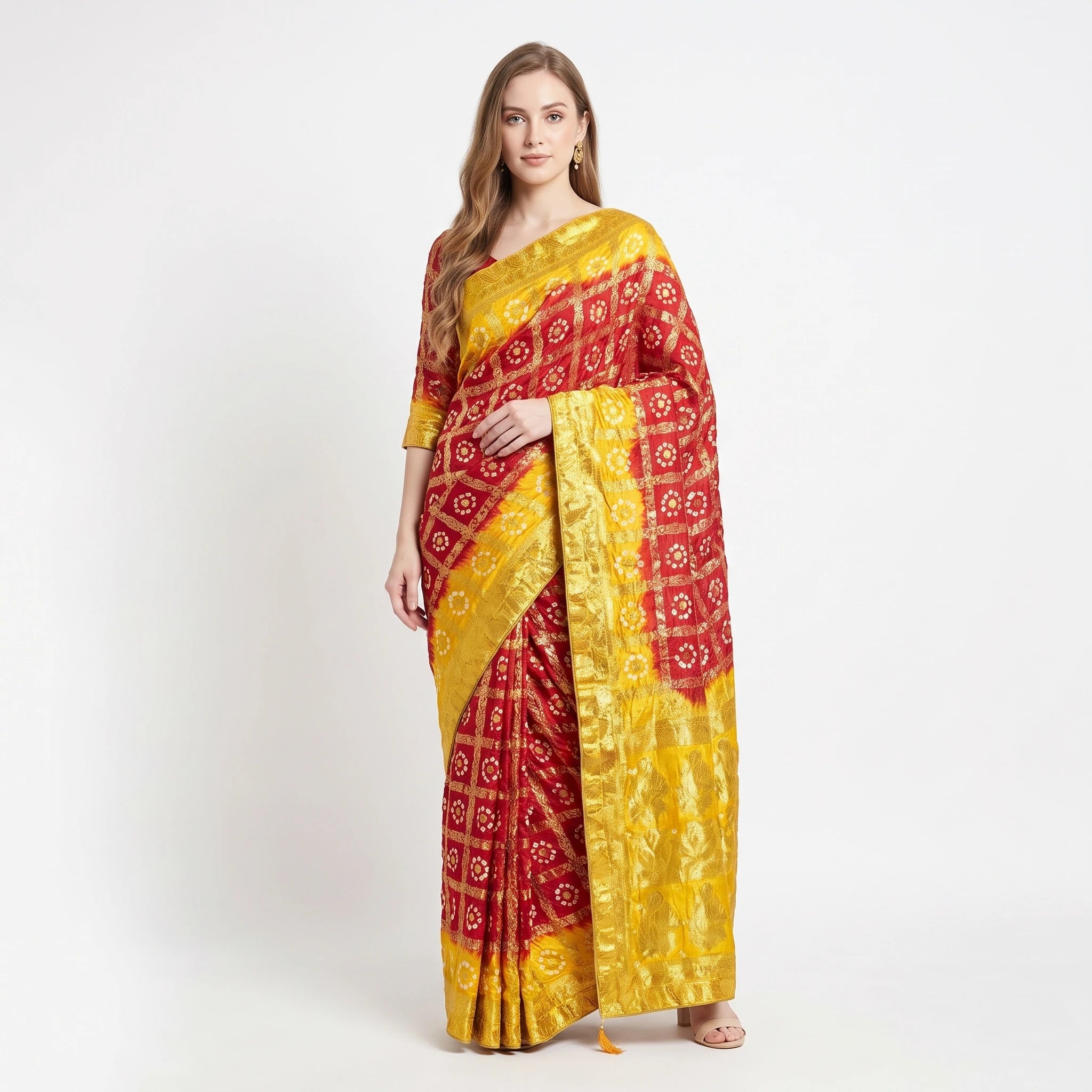 Ghat Chola Premium Two Tone Contrast Saree