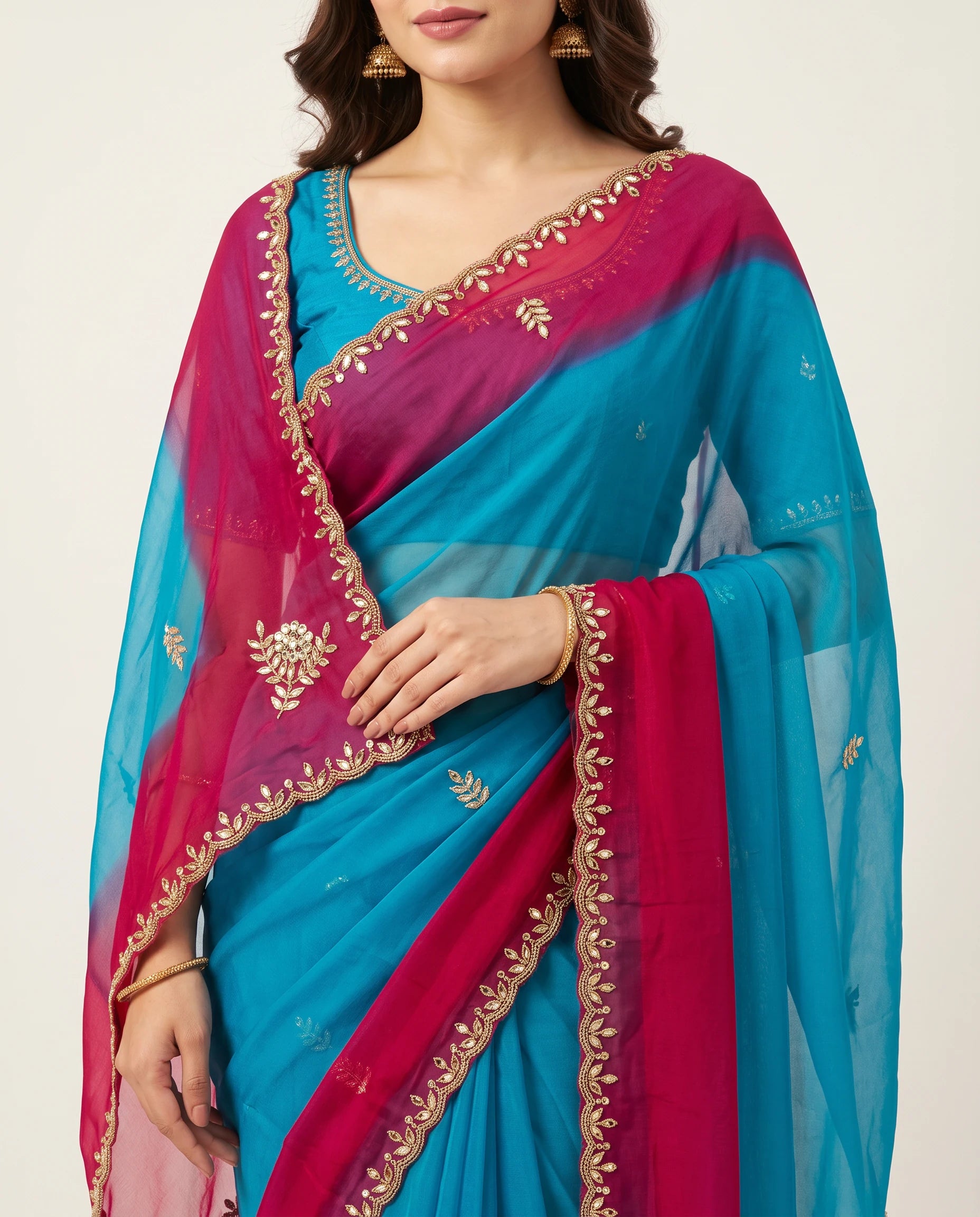Blue and Rani Pink
